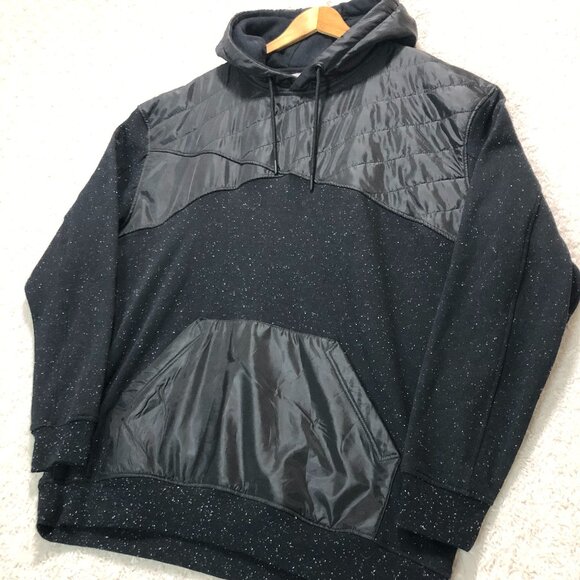 Quilted Hoodie Pullover Sweatshirt‎ Pouch Pocket Black Speckled Size 2XL - Picture 1 of 6
